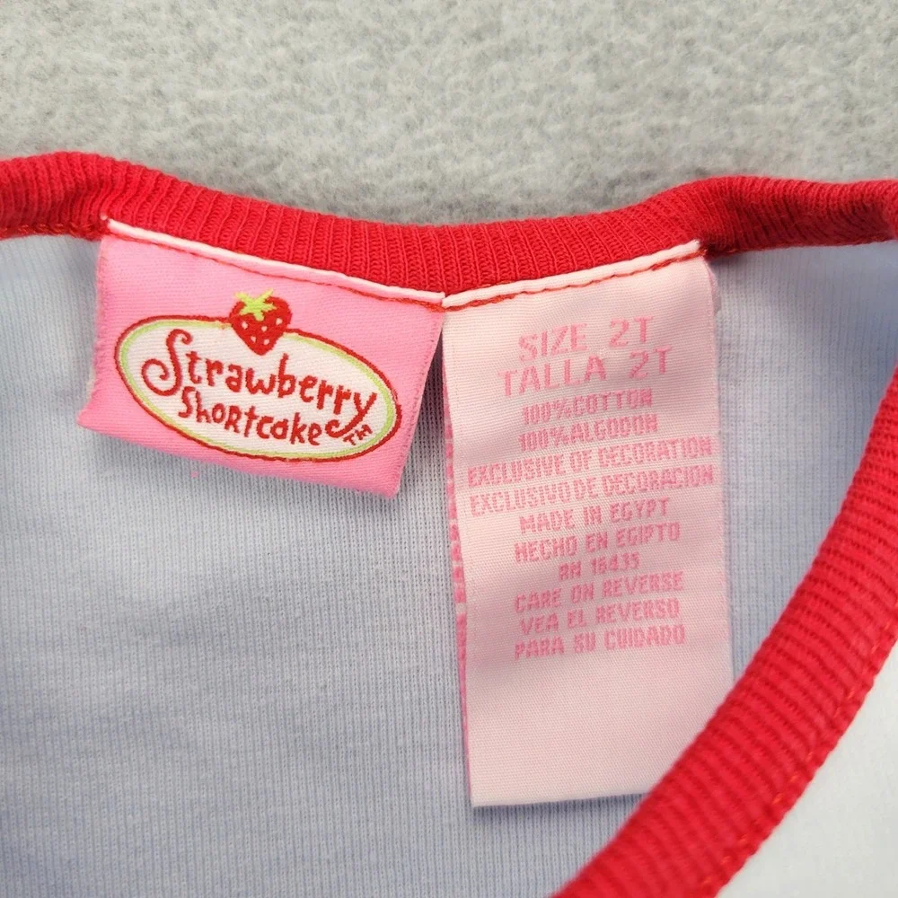 Strawberry Shortcake Graphic‎ Tee Kids 2T Blue Ringer Cap Y2K Picnic 2006